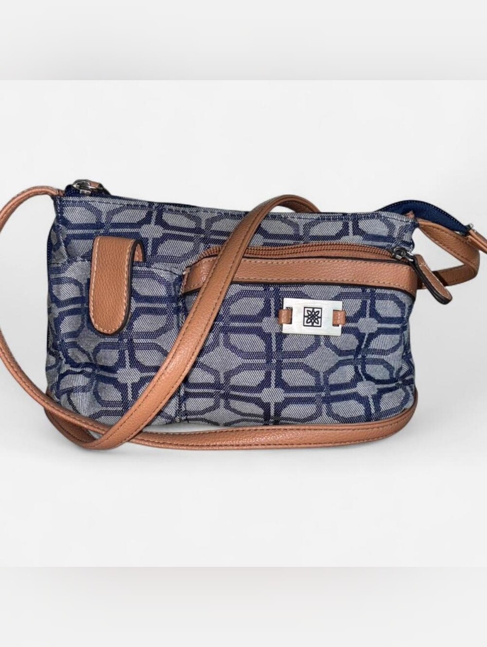 Rosetti Crossbody Bag Blue With Tan Trim